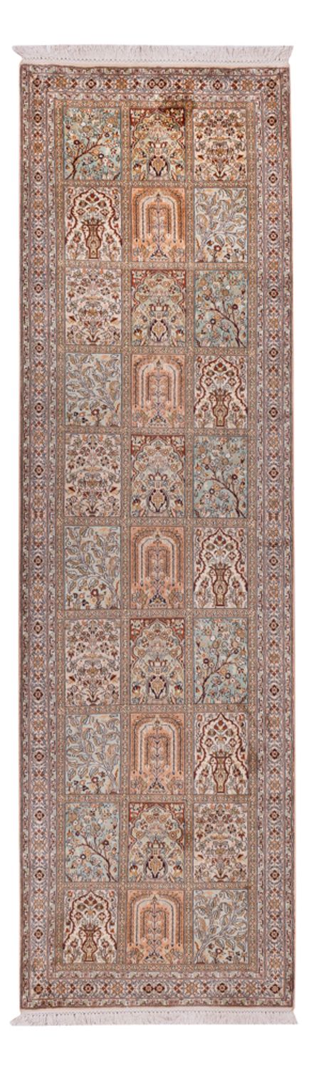 Tappeto corsia Tappeto di seta - Seta del Kashmir - 287 x 80 cm - beige scuro