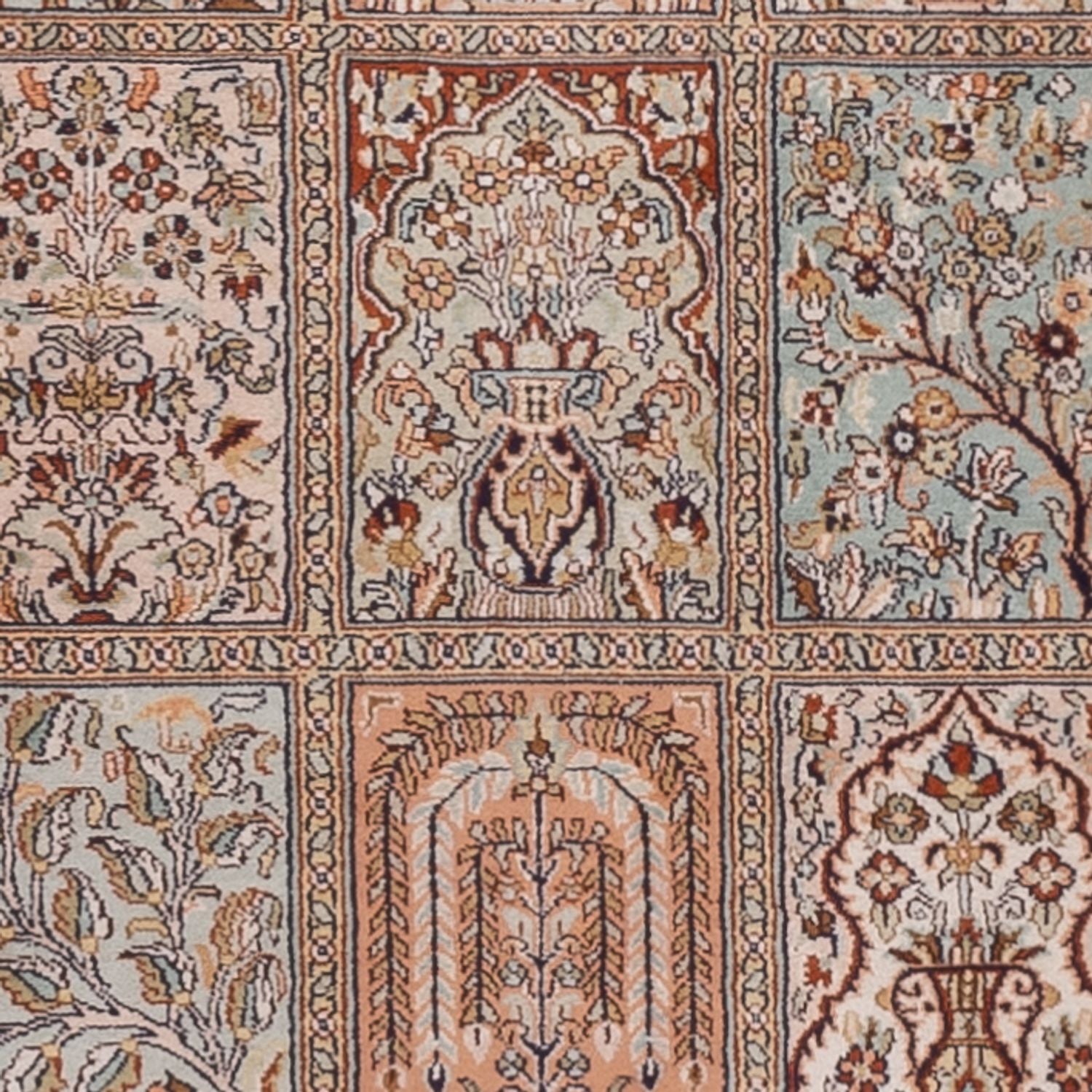 Tappeto corsia Tappeto di seta - Seta del Kashmir - 287 x 80 cm - beige scuro