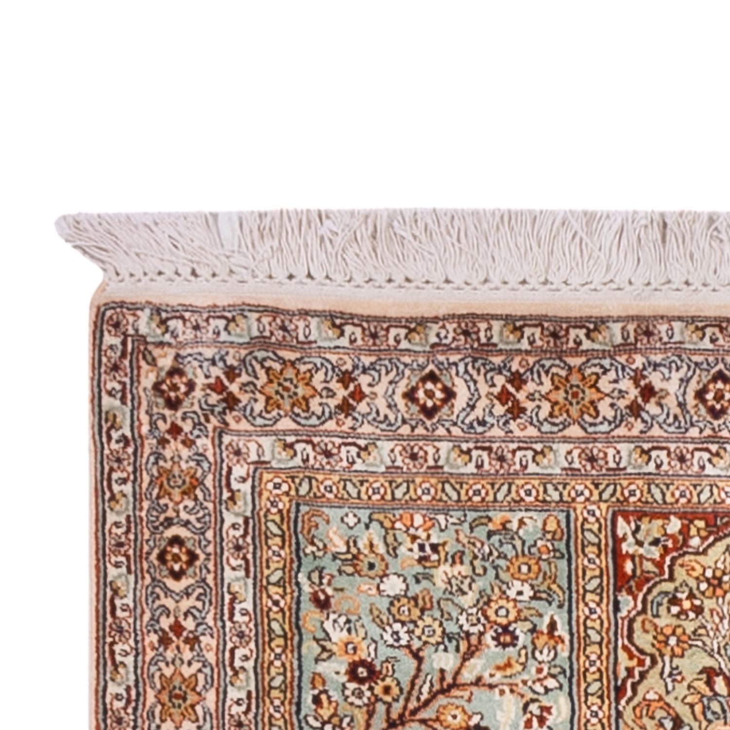 Tappeto corsia Tappeto di seta - Seta del Kashmir - 287 x 80 cm - beige scuro