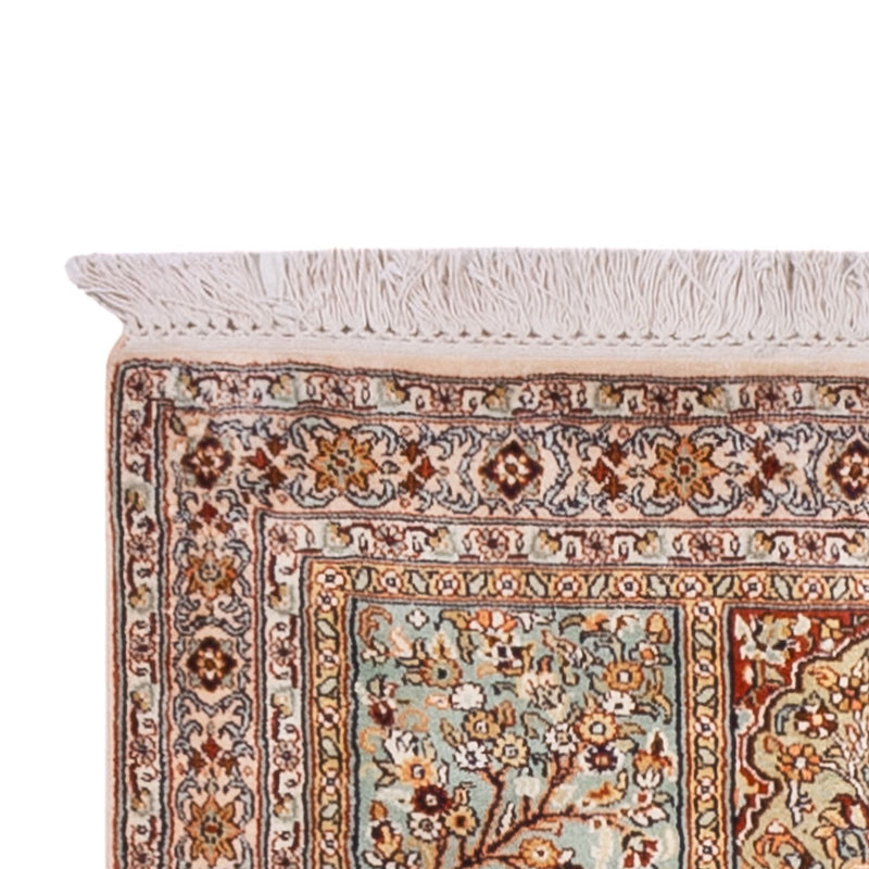 Tappeto corsia Tappeto di seta - Seta del Kashmir - 287 x 80 cm - beige scuro