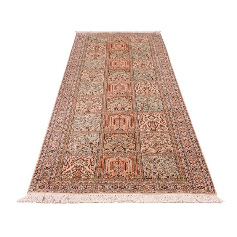 Tappeto corsia Tappeto di seta - Seta del Kashmir - 287 x 80 cm - beige scuro