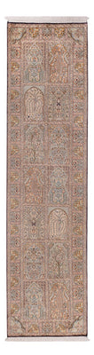 Tappeto corsia Tappeto di seta - Seta del Kashmir - 296 x 77 cm - beige scuro