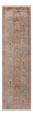 Tappeto corsia Tappeto di seta - Seta del Kashmir - 303 x 81 cm - beige scuro