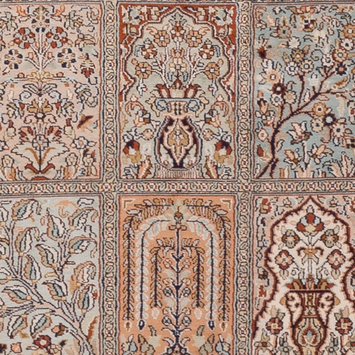 Tappeto corsia Tappeto di seta - Seta del Kashmir - 303 x 81 cm - beige scuro