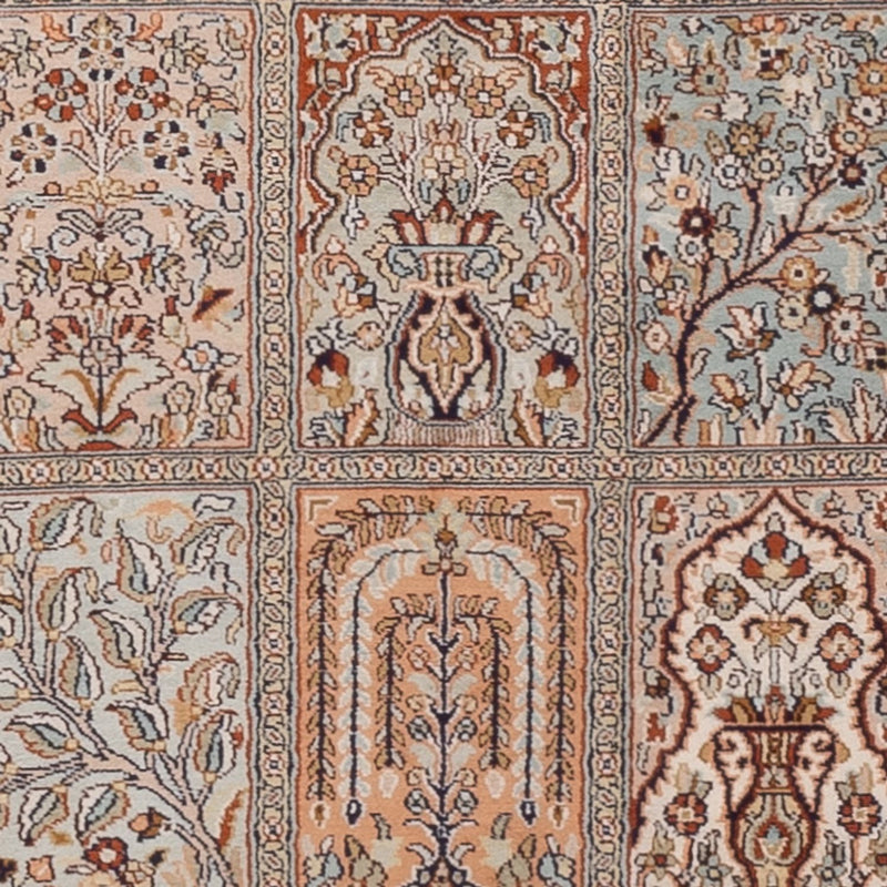 Tappeto corsia Tappeto di seta - Seta del Kashmir - 303 x 81 cm - beige scuro
