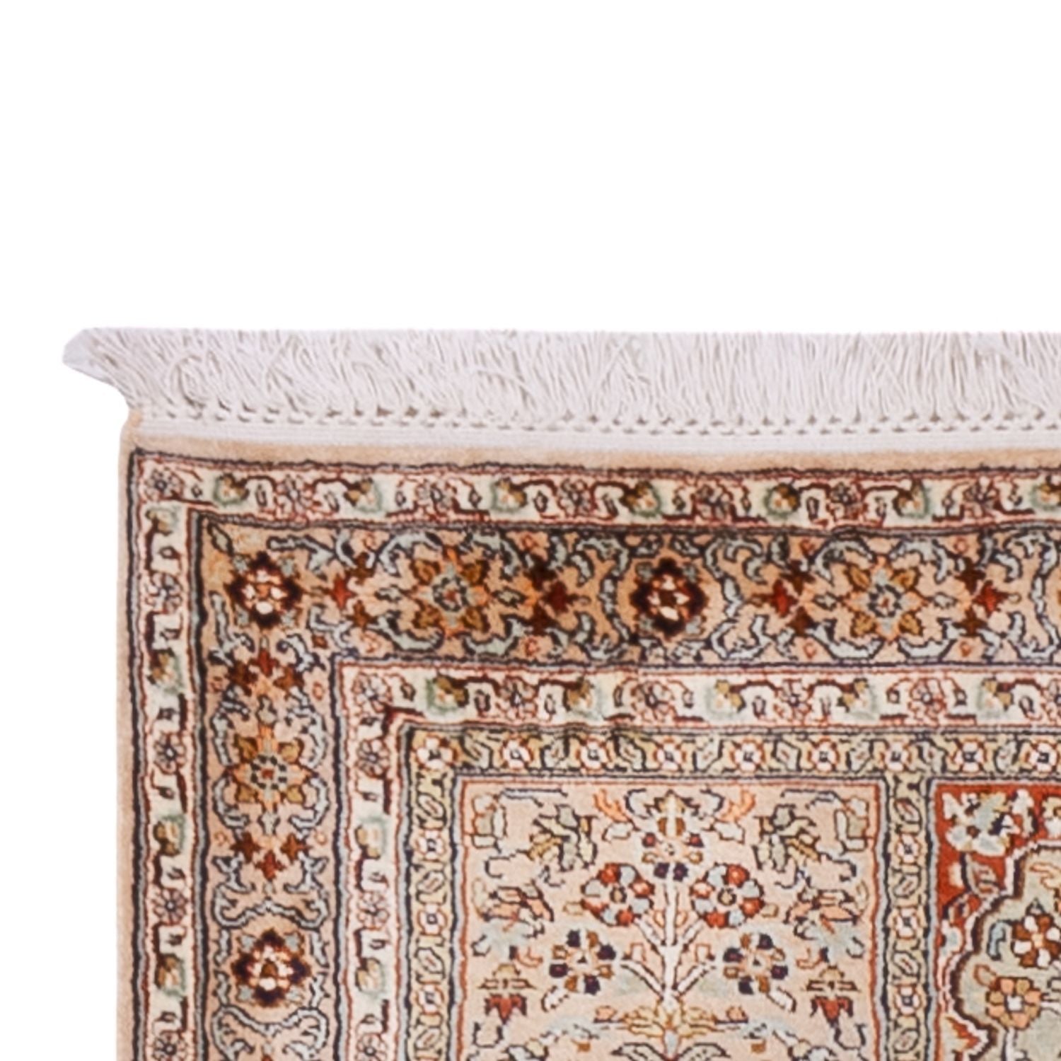 Tappeto corsia Tappeto di seta - Seta del Kashmir - 303 x 81 cm - beige scuro