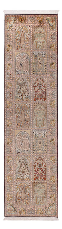 Tappeto corsia Tappeto di seta - Seta del Kashmir - 296 x 78 cm - beige scuro