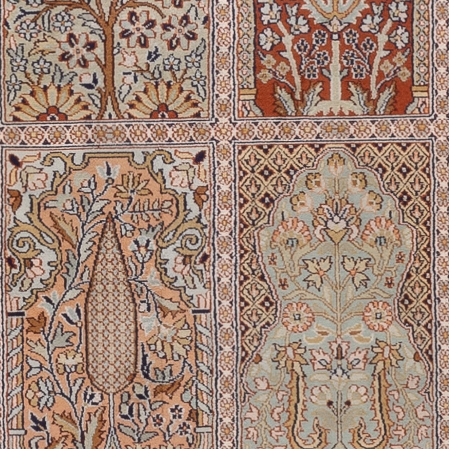 Tappeto corsia Tappeto di seta - Seta del Kashmir - 296 x 78 cm - beige scuro