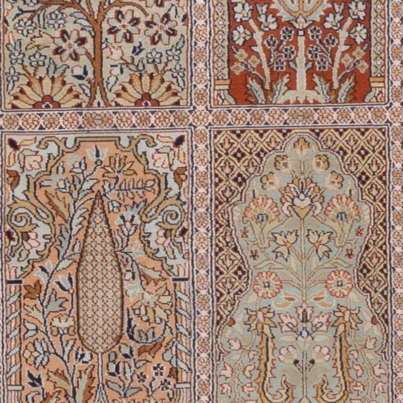 Tappeto corsia Tappeto di seta - Seta del Kashmir - 296 x 78 cm - beige scuro