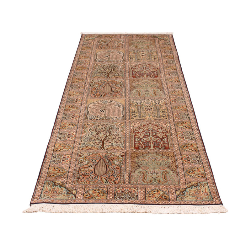 Tappeto corsia Tappeto di seta - Seta del Kashmir - 296 x 78 cm - beige scuro