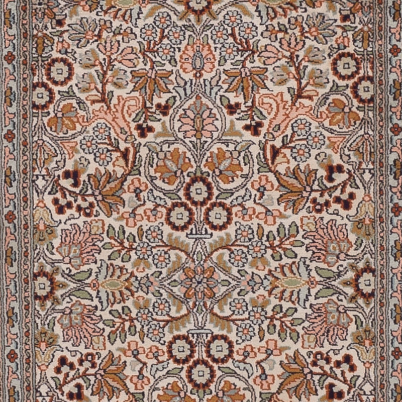 Tappeto corsia Tappeto di seta - Seta del Kashmir - 338 x 79 cm - beige scuro