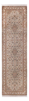 Tappeto corsia Tappeto di seta - Seta del Kashmir - 290 x 81 cm - beige chiaro