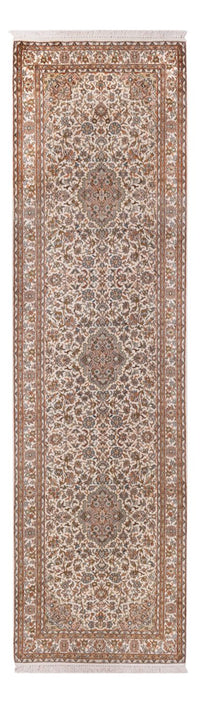 Tappeto corsia Tappeto di seta - Seta del Kashmir - 290 x 81 cm - beige chiaro