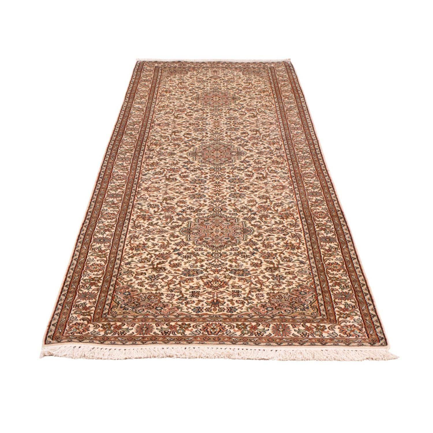 Tappeto corsia Tappeto di seta - Seta del Kashmir - 290 x 81 cm - beige chiaro