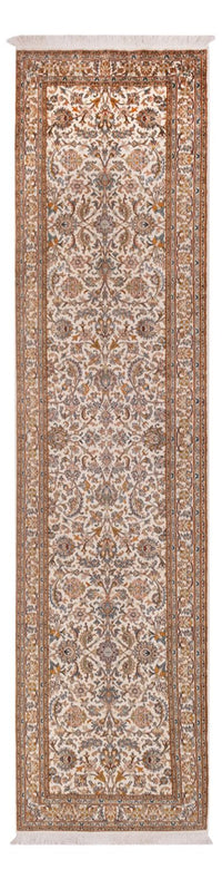 Tappeto corsia Tappeto di seta - Seta del Kashmir - 325 x 76 cm - beige chiaro