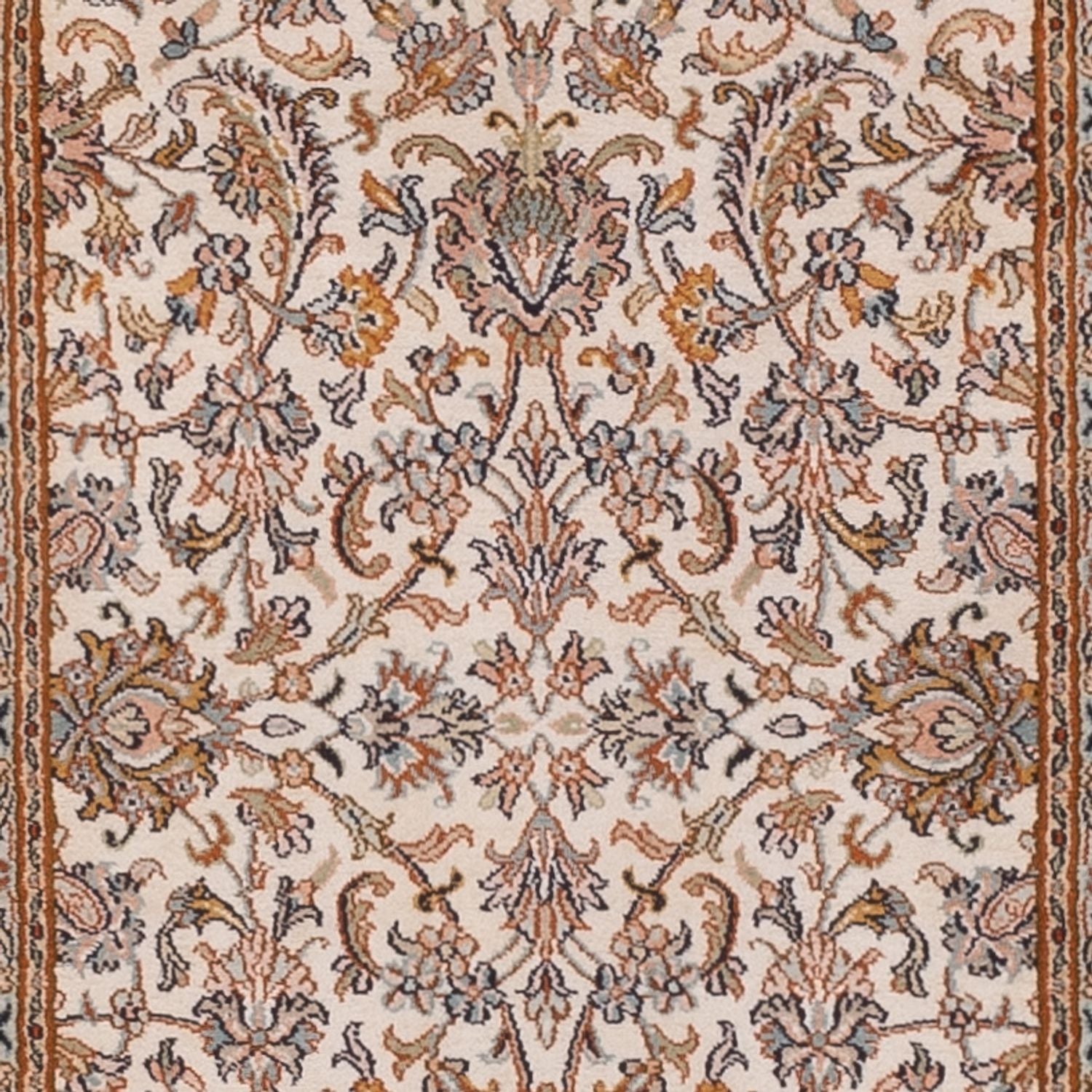 Tappeto corsia Tappeto di seta - Seta del Kashmir - 325 x 76 cm - beige chiaro