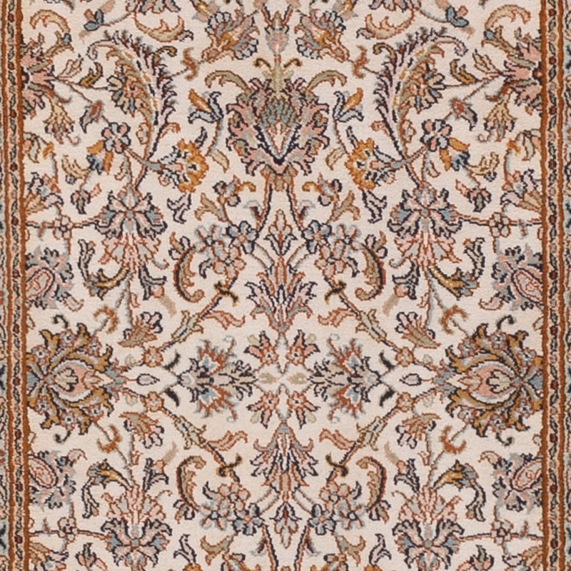 Tappeto corsia Tappeto di seta - Seta del Kashmir - 325 x 76 cm - beige chiaro