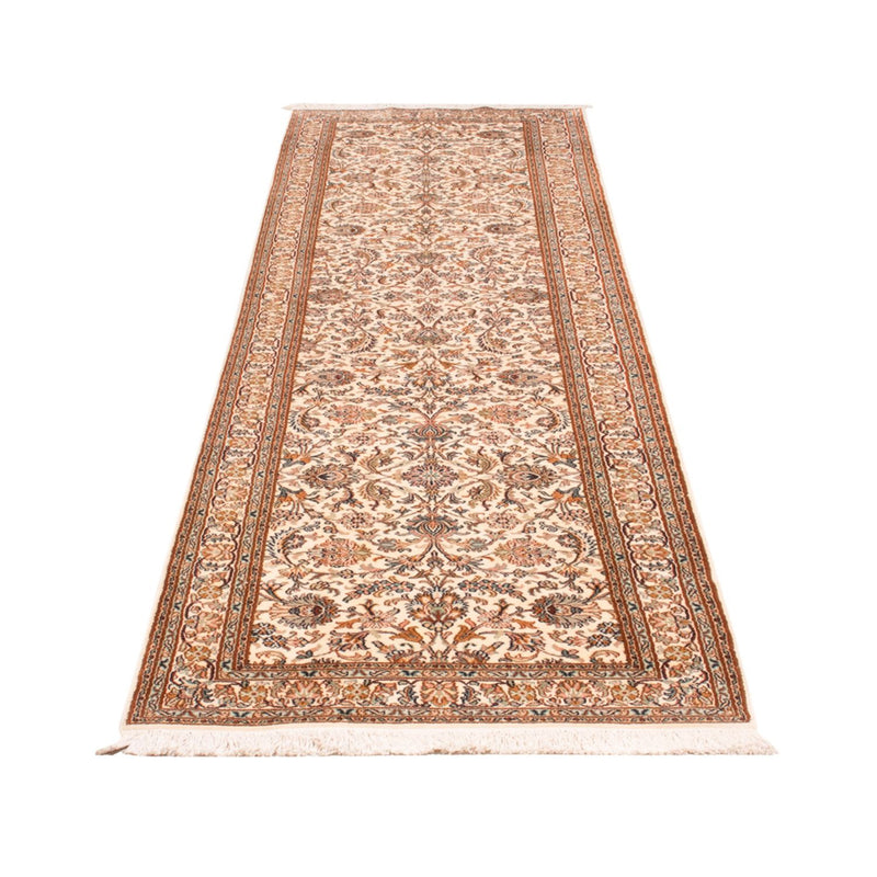 Tappeto corsia Tappeto di seta - Seta del Kashmir - 325 x 76 cm - beige chiaro