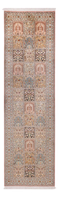 Tappeto corsia Tappeto di seta - Seta del Kashmir - 280 x 80 cm - beige scuro