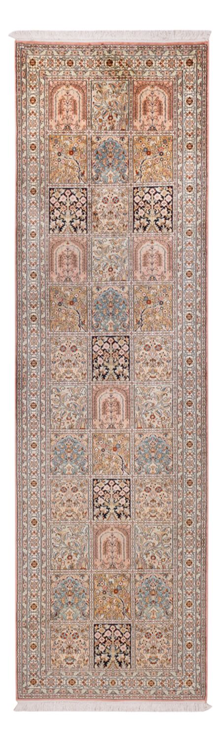 Tappeto corsia Tappeto di seta - Seta del Kashmir - 280 x 80 cm - beige scuro