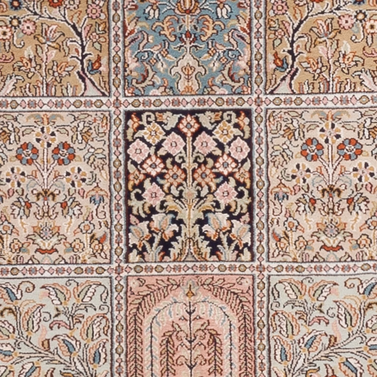 Tappeto corsia Tappeto di seta - Seta del Kashmir - 280 x 80 cm - beige scuro