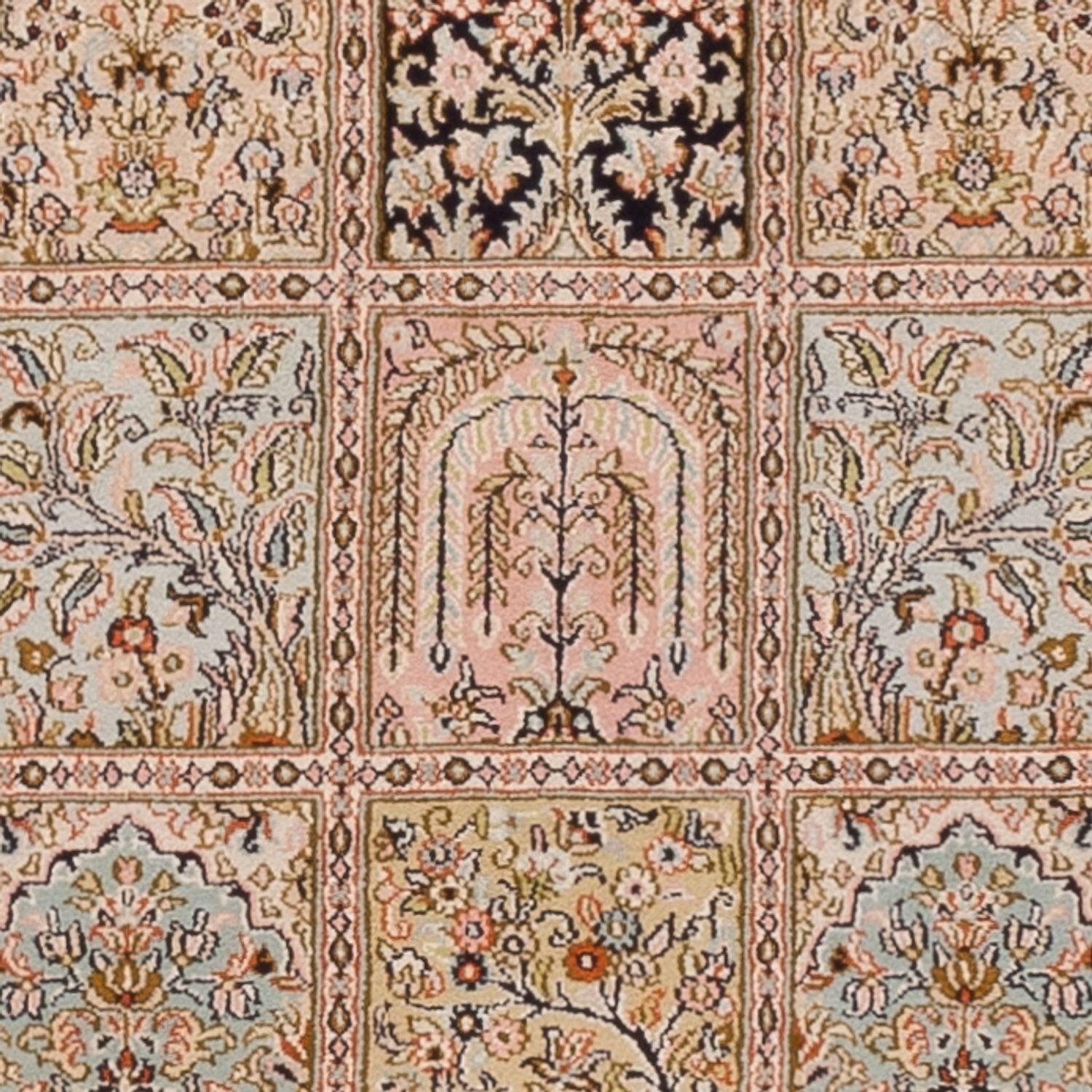 Tappeto corsia Tappeto di seta - Seta del Kashmir - 282 x 79 cm - beige scuro