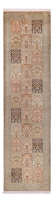 Tappeto corsia Tappeto di seta - Seta del Kashmir - 310 x 81 cm - beige scuro