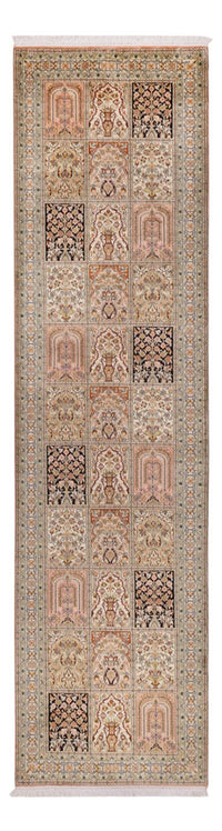 Tappeto corsia Tappeto di seta - Seta del Kashmir - 310 x 81 cm - beige scuro