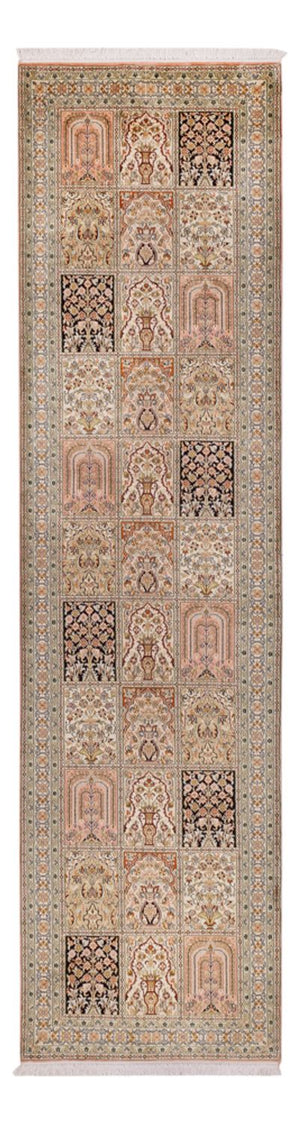 Tappeto corsia Tappeto di seta - Seta del Kashmir - 310 x 81 cm - beige scuro