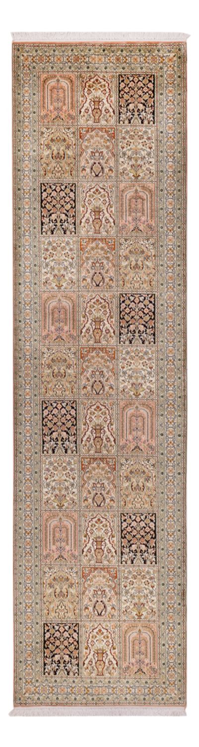 Tappeto corsia Tappeto di seta - Seta del Kashmir - 310 x 81 cm - beige scuro