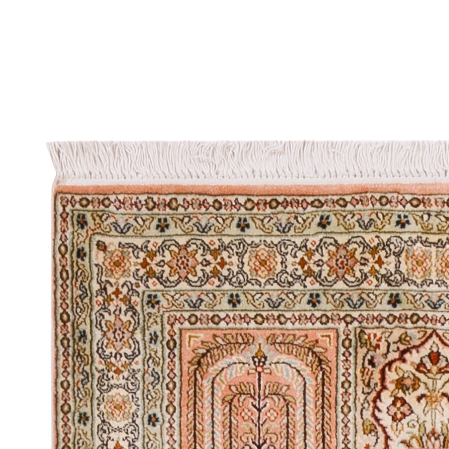 Tappeto corsia Tappeto di seta - Seta del Kashmir - 310 x 81 cm - beige scuro