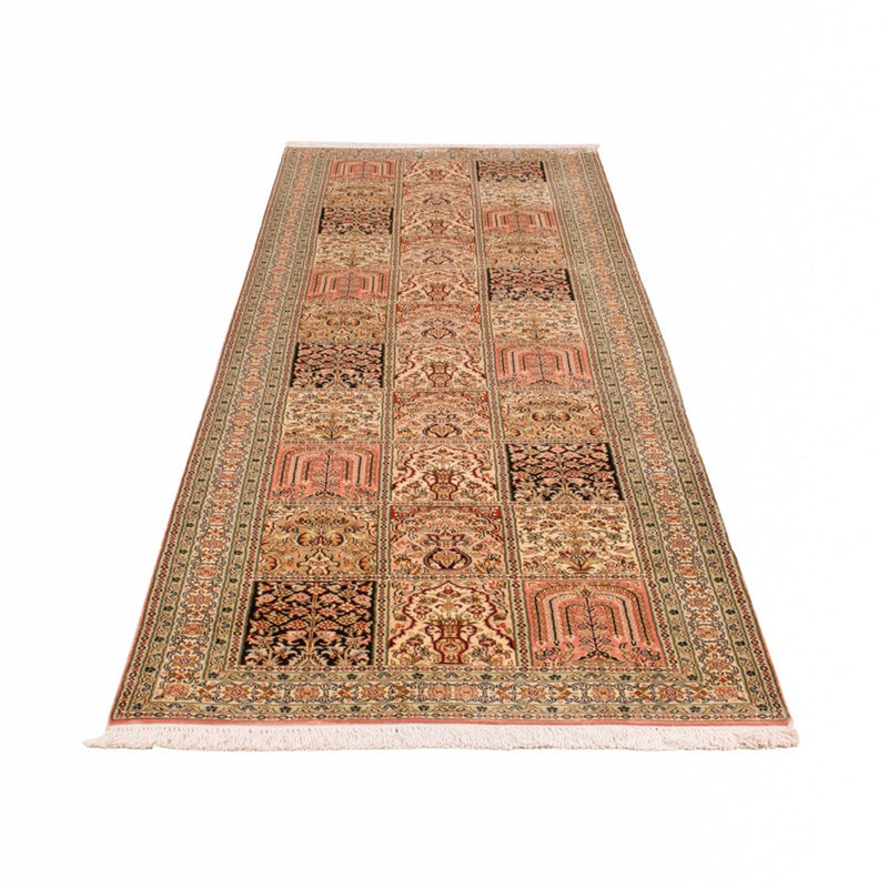 Tappeto corsia Tappeto di seta - Seta del Kashmir - 310 x 81 cm - beige scuro