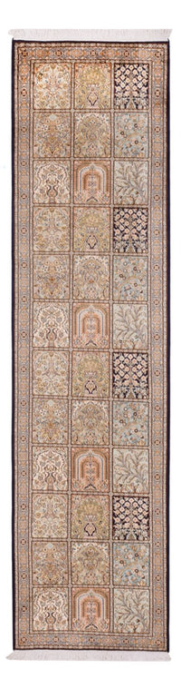 Tappeto corsia Tappeto di seta - Seta del Kashmir - 304 x 77 cm - beige scuro