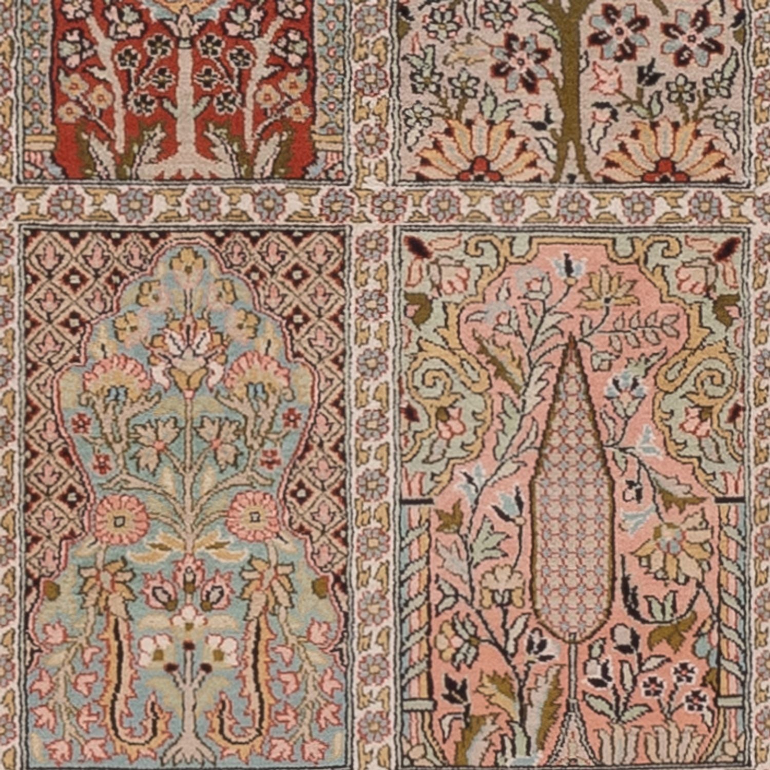 Tappeto corsia Tappeto di seta - Seta del Kashmir - 287 x 79 cm - beige scuro