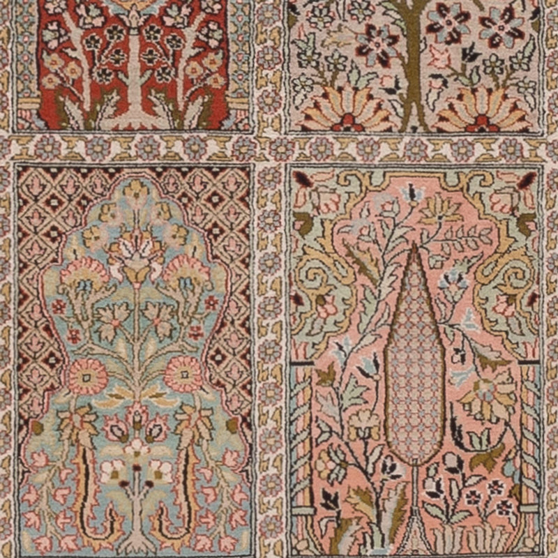 Tappeto corsia Tappeto di seta - Seta del Kashmir - 287 x 79 cm - beige scuro
