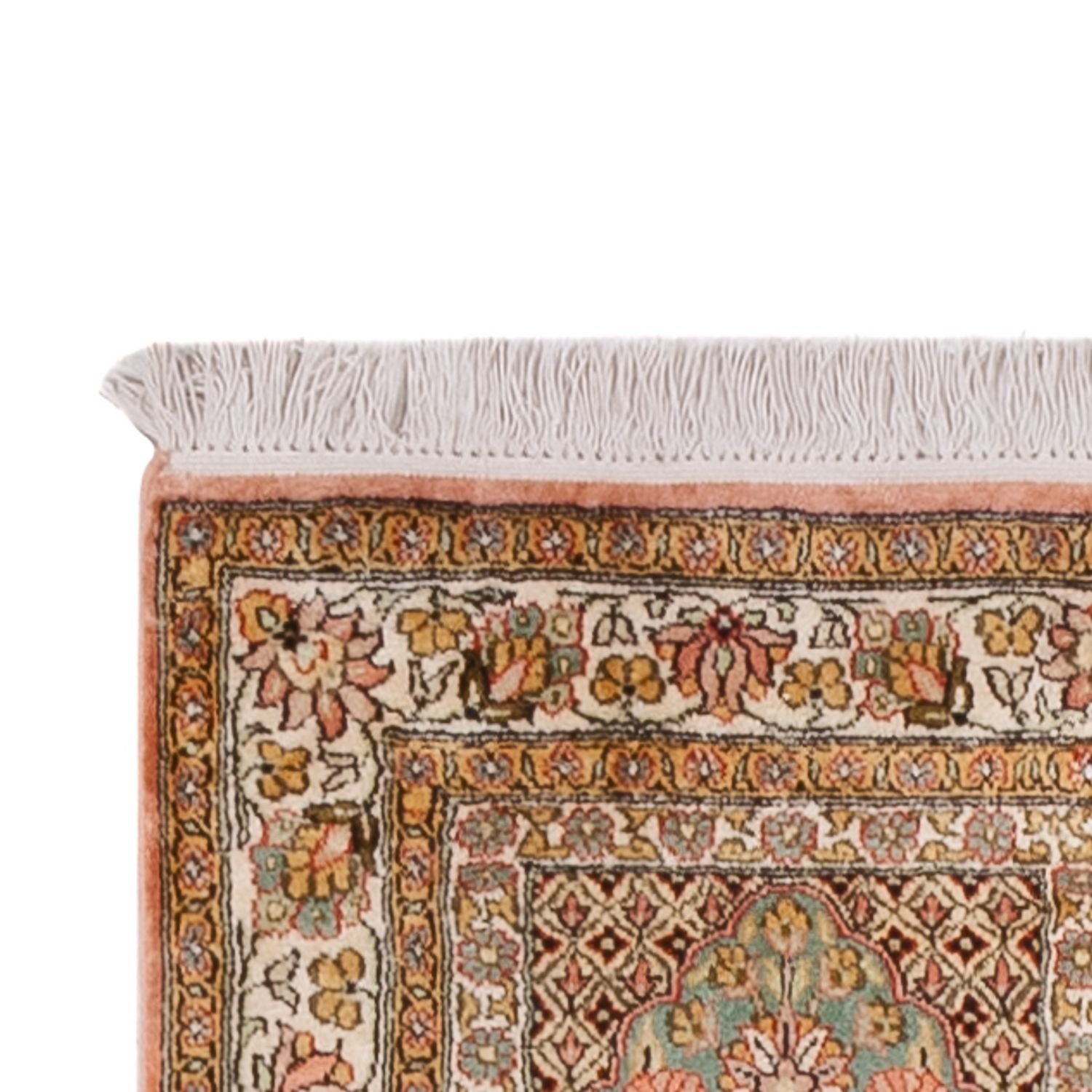 Tappeto corsia Tappeto di seta - Seta del Kashmir - 287 x 79 cm - beige scuro