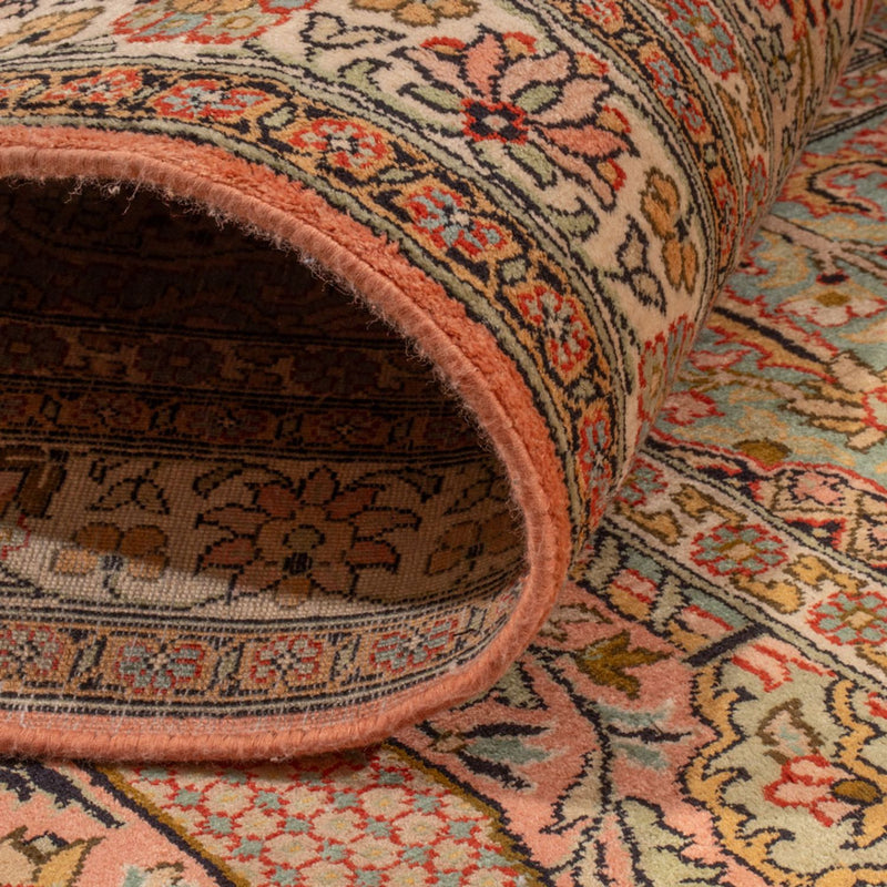 Tappeto corsia Tappeto di seta - Seta del Kashmir - 287 x 79 cm - beige scuro