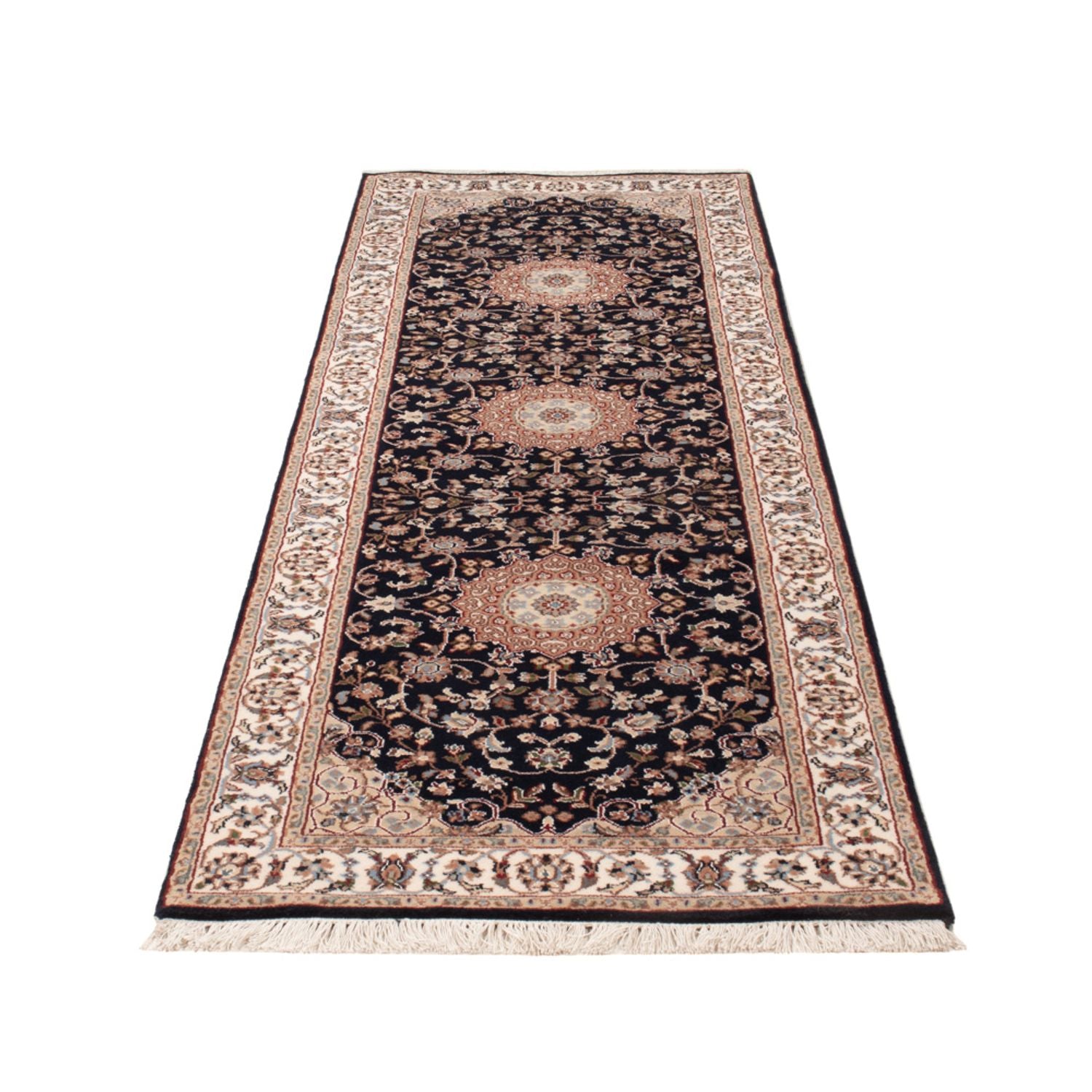 Tappeto corsia Tappeto orientale - Nain - Indus - 253 x 81 cm - blu scuro