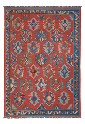 Tappeto Kelim - Orientale - Reale - 253 x 177 cm - rosso