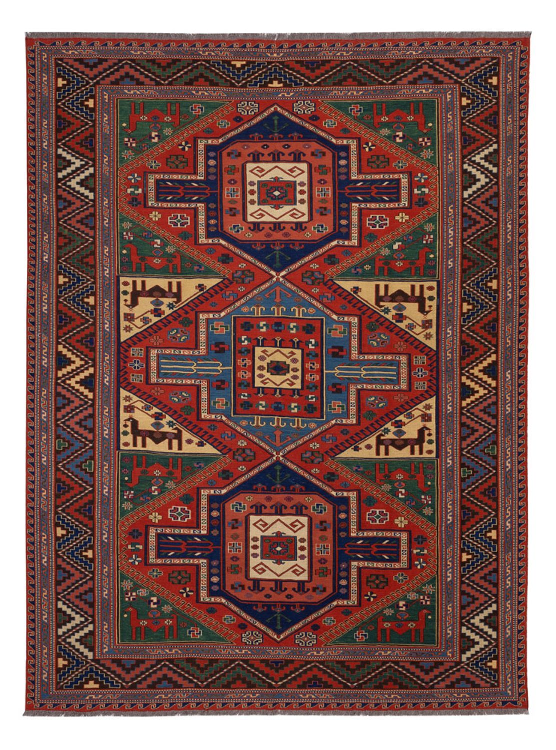 Tappeto Kelim - Orientale - Soumak - 276 x 205 cm - rosso
