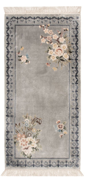 Tappeto di seta - seta cinese - 124 x 60 cm - argento