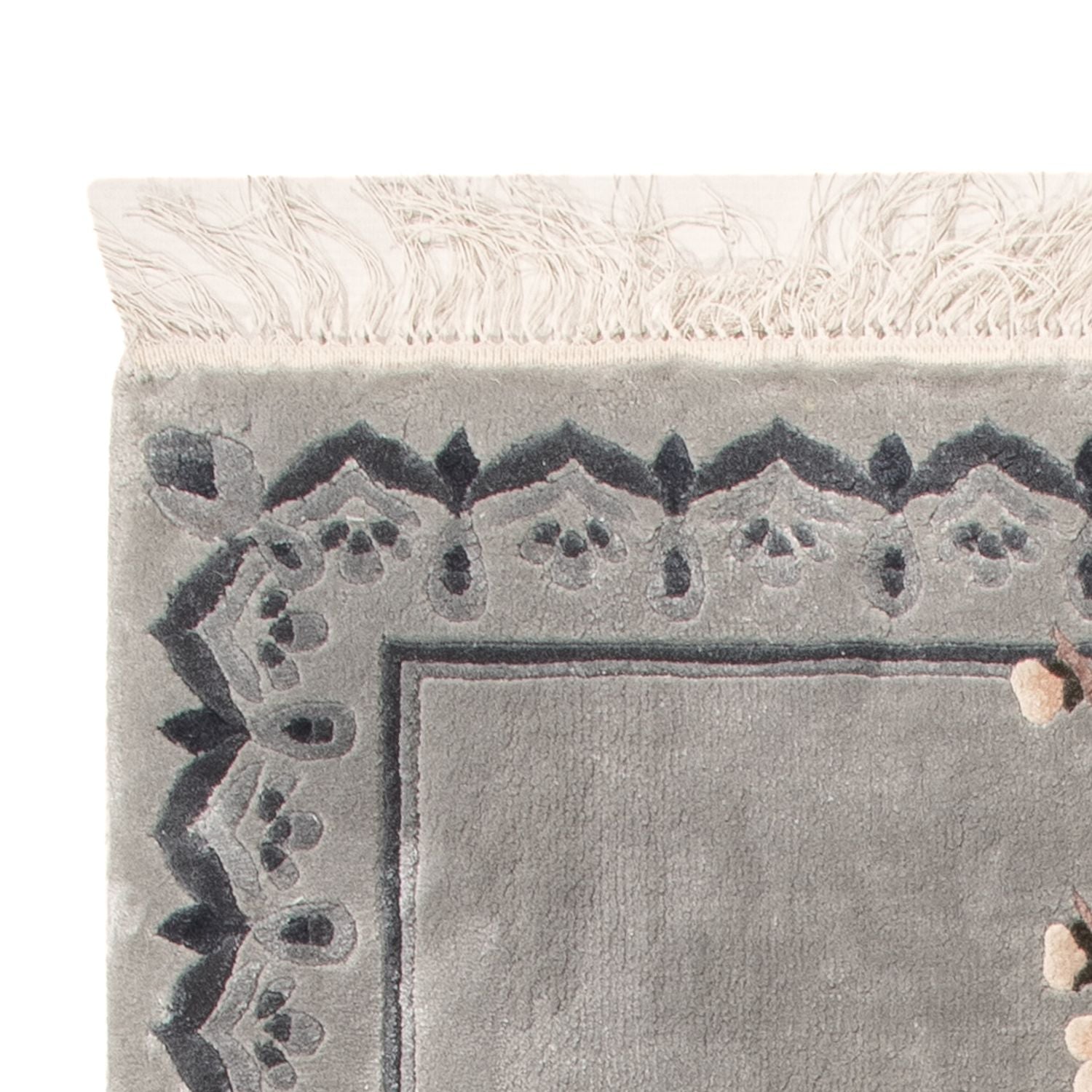 Tappeto di seta - seta cinese - 124 x 60 cm - argento
