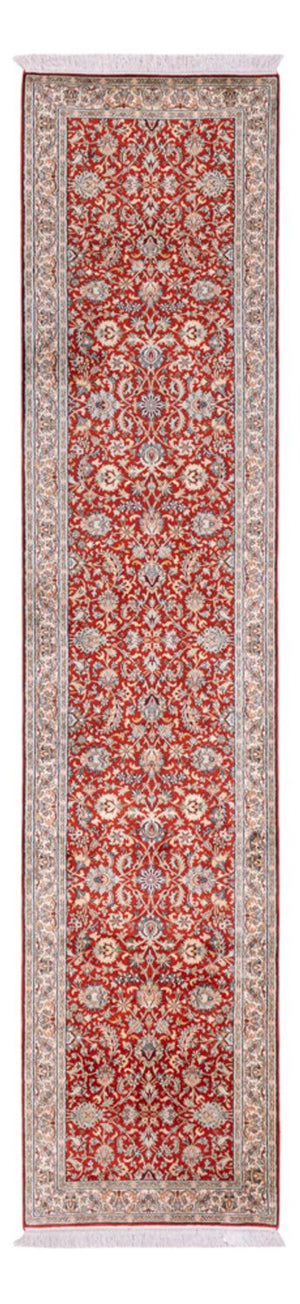 Tappeto corsia Tappeto di seta - Seta del Kashmir - 363 x 79 cm - rosso