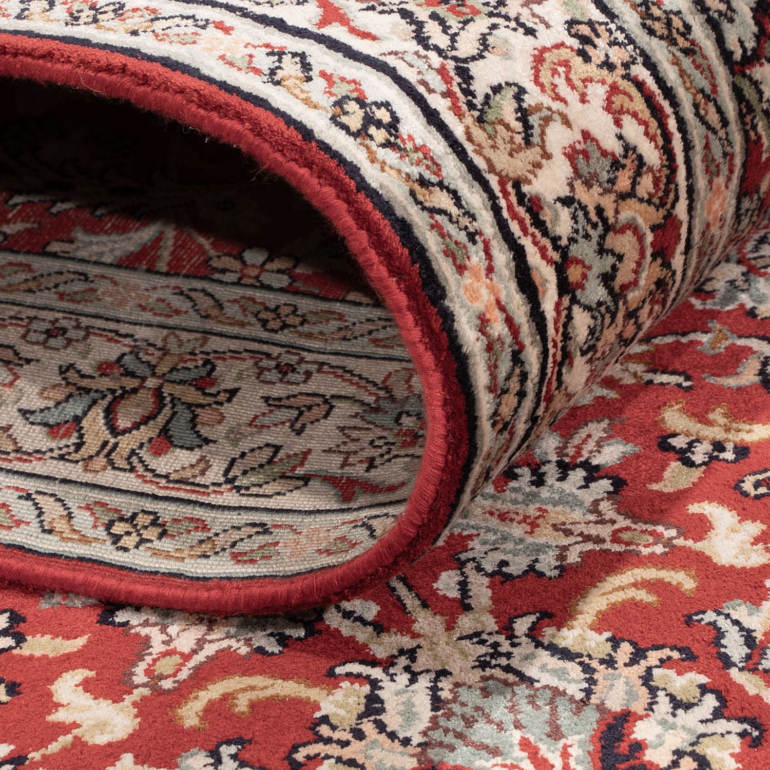 Tappeto corsia Tappeto di seta - Seta del Kashmir - 363 x 79 cm - rosso