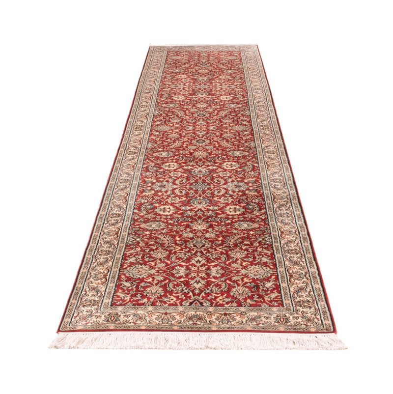 Tappeto corsia Tappeto di seta - Seta del Kashmir - 363 x 79 cm - rosso