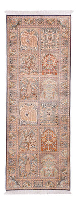 Tappeto corsia Tappeto di seta - Seta del Kashmir - 236 x 80 cm - beige scuro