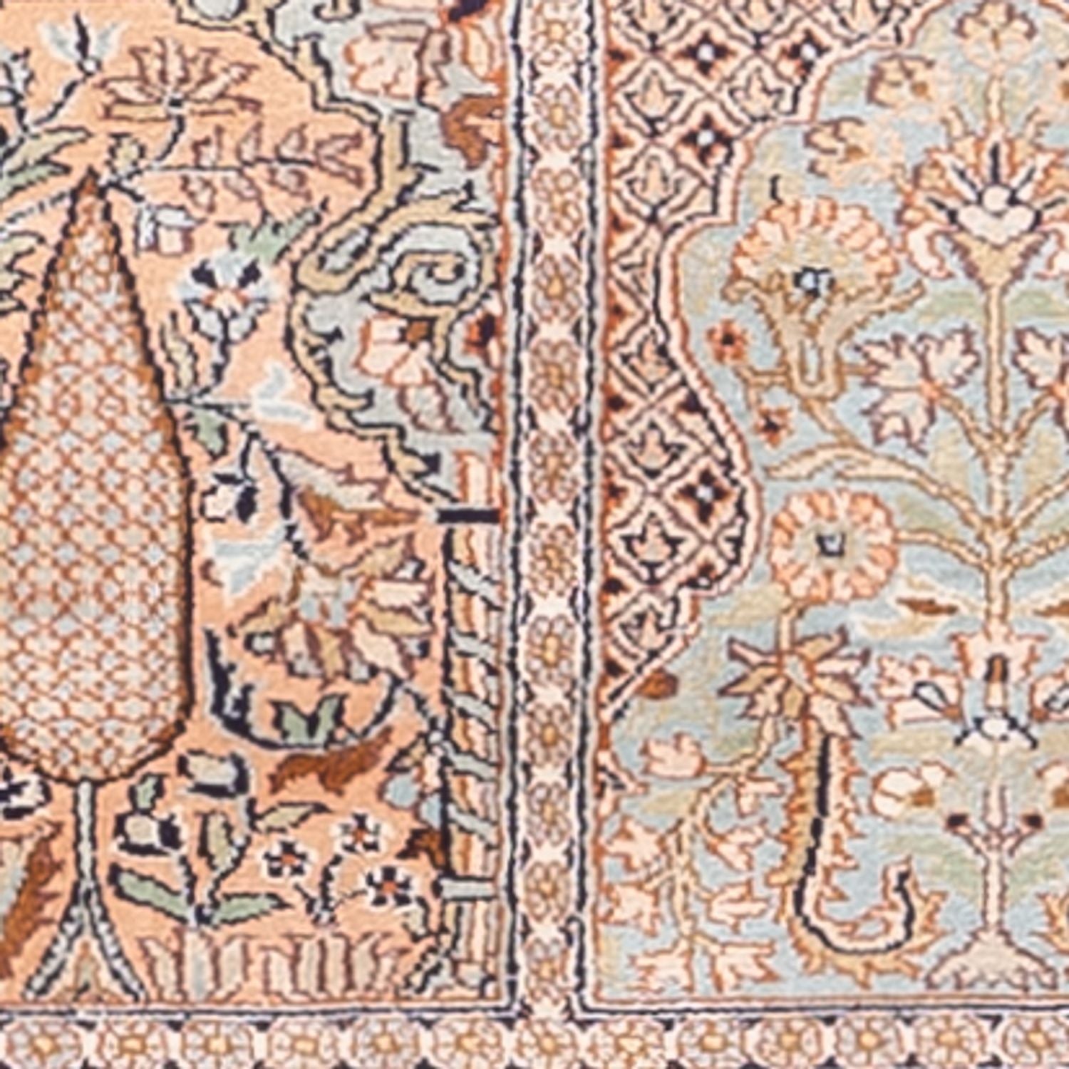 Tappeto corsia Tappeto di seta - Seta del Kashmir - 236 x 80 cm - beige scuro