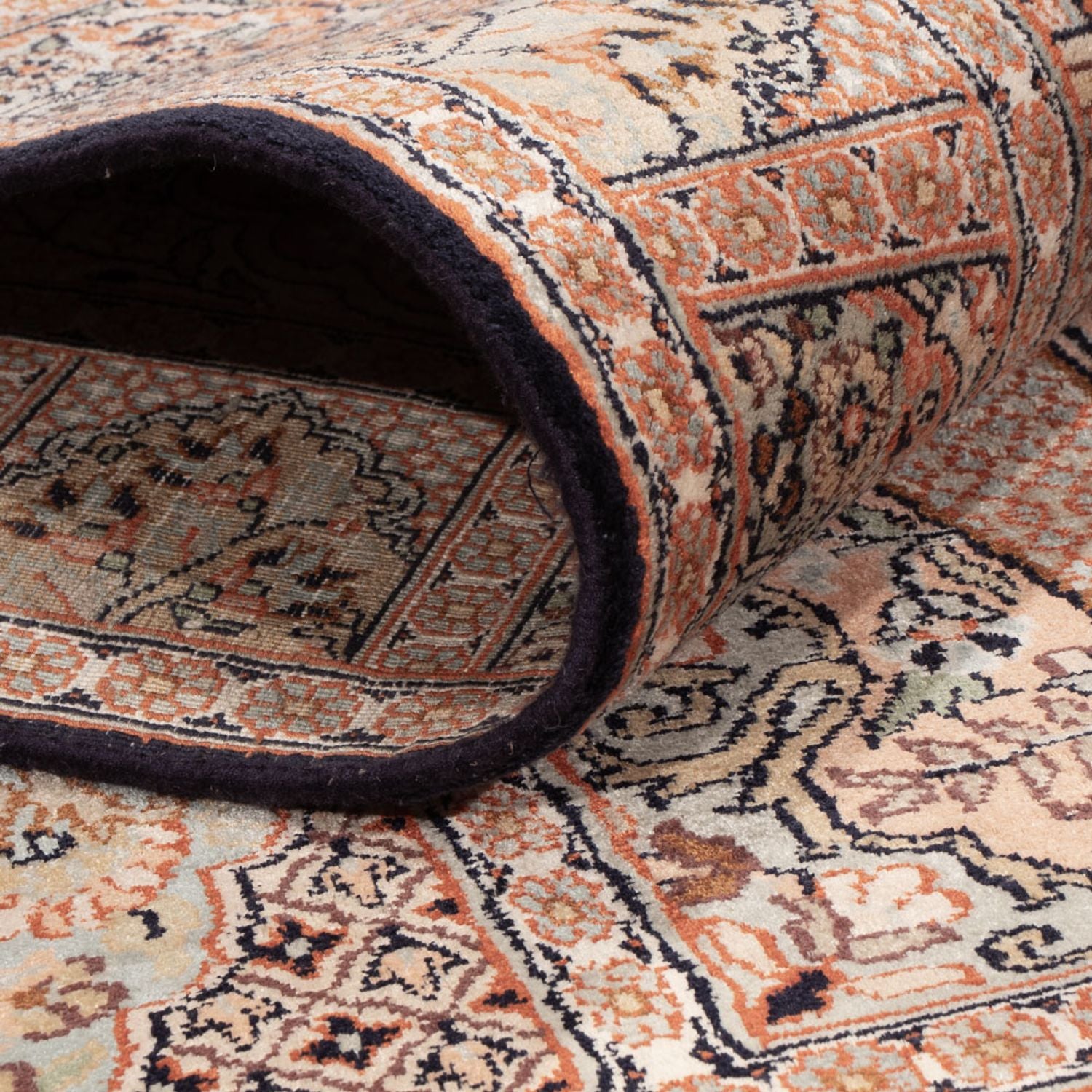 Tappeto corsia Tappeto di seta - Seta del Kashmir - 236 x 80 cm - beige scuro