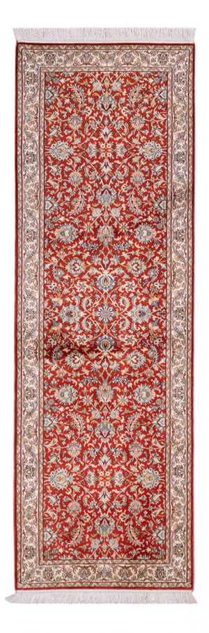 Tappeto corsia Tappeto di seta - Seta del Kashmir - 241 x 76 cm - rosso