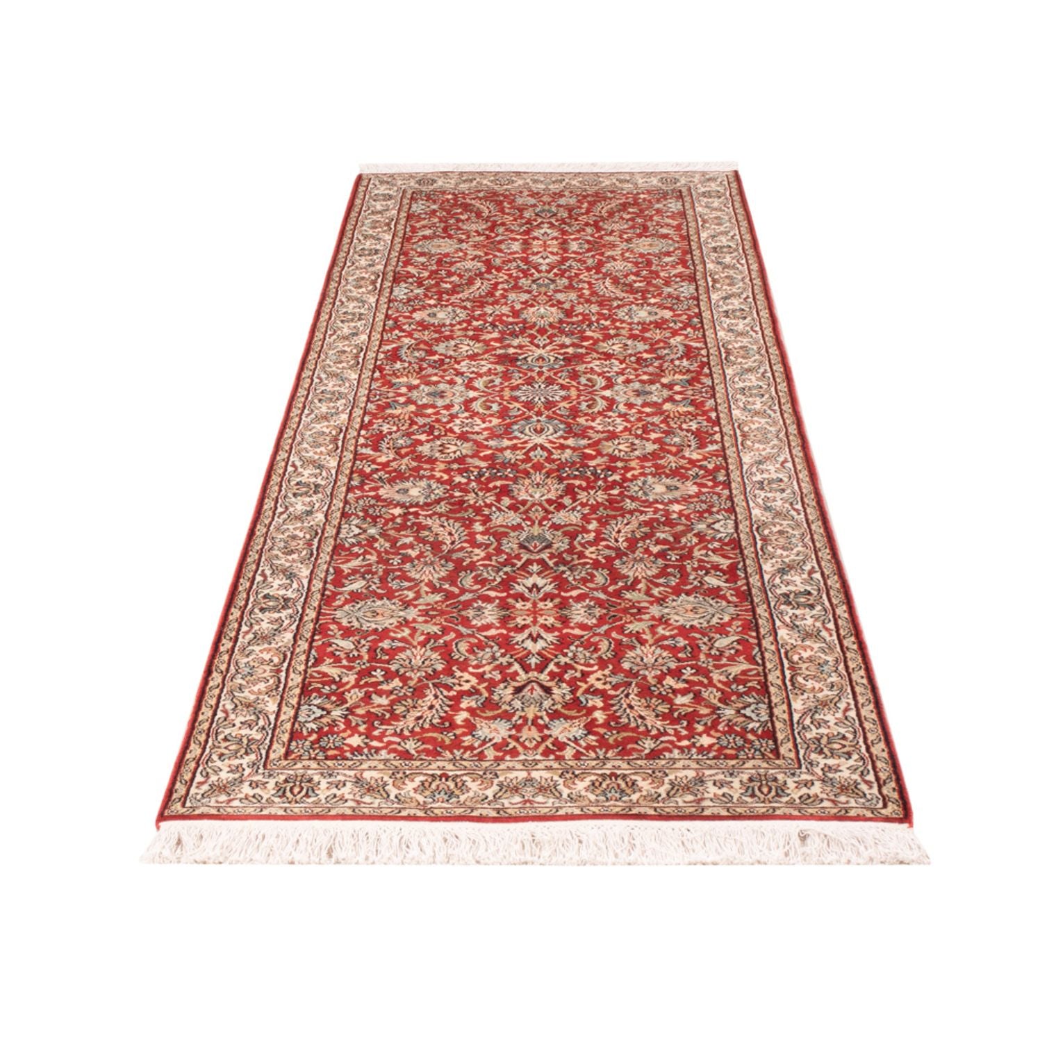 Tappeto corsia Tappeto di seta - Seta del Kashmir - 241 x 76 cm - rosso